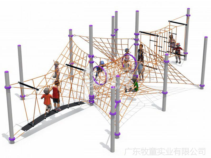 绳网攀爬组合 儿童户外体能训练的多功能利器